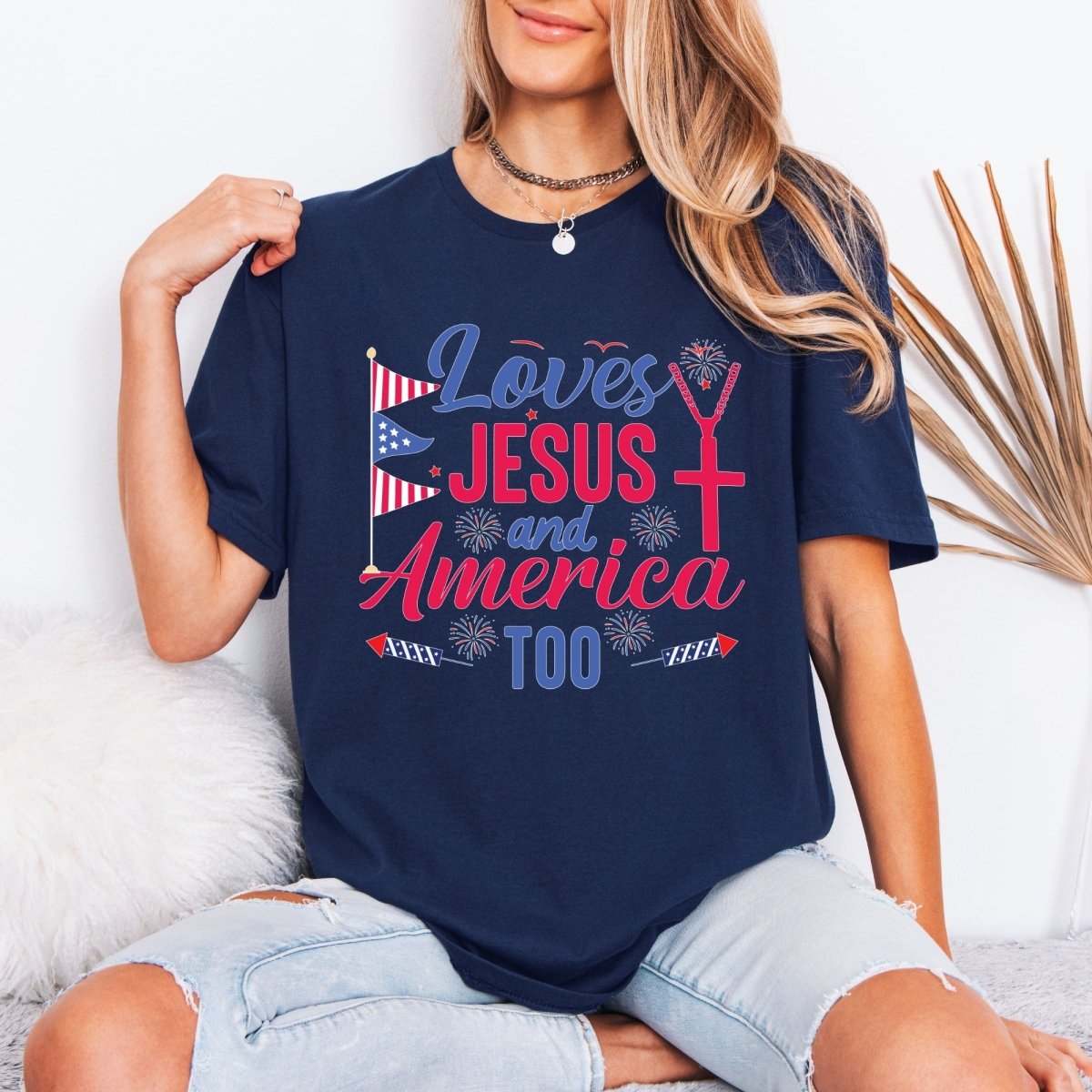 Loves Jesus and America Too | Patriot Faith Tee - Luckets.com