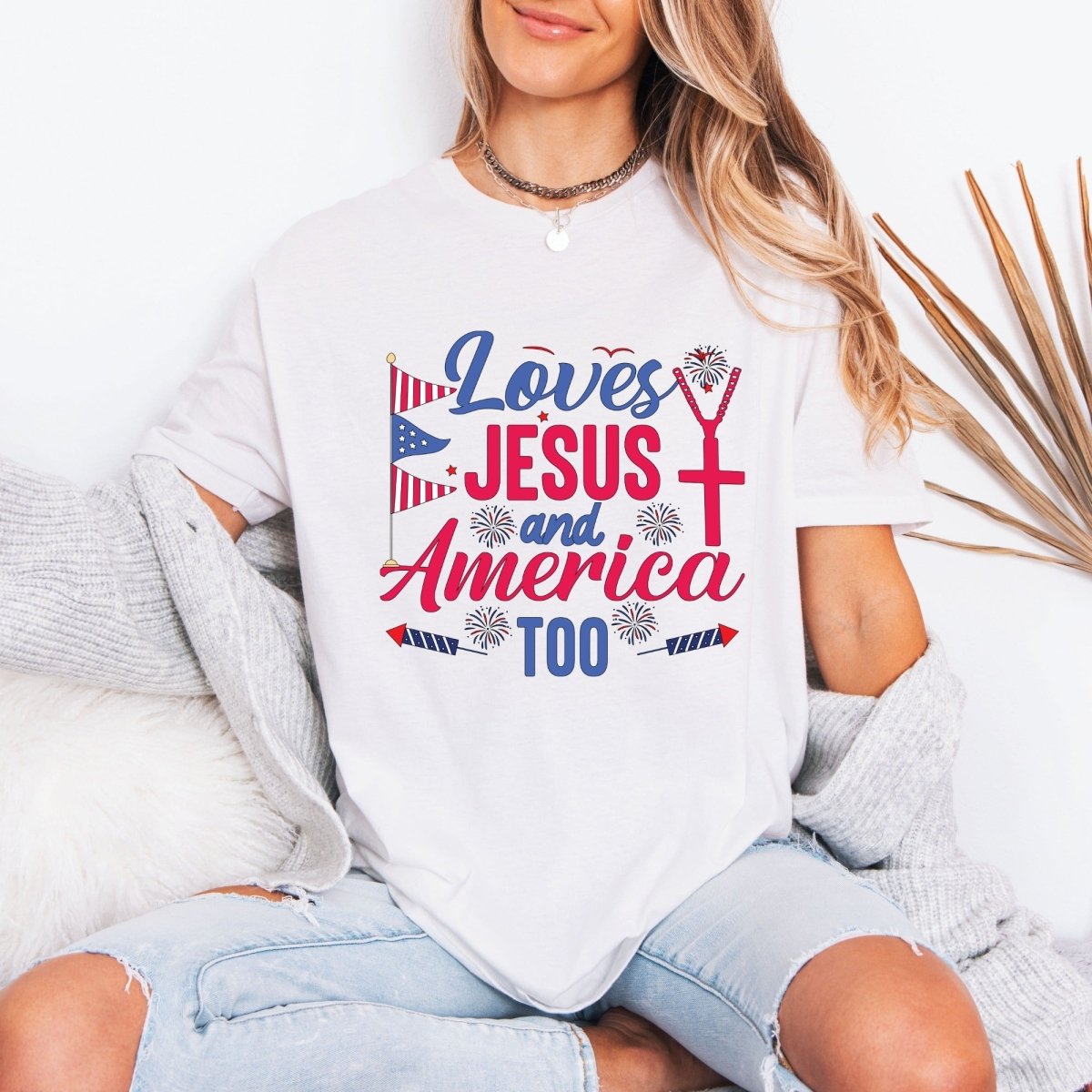 Loves Jesus and America Too | Patriot Faith Tee - Luckets.com
