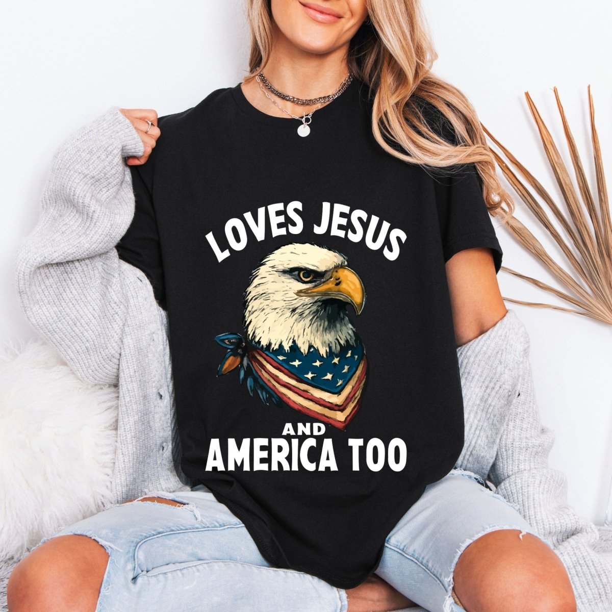 Loves Jesus And America Too | Patriotic Christian Tee - Luckets.com