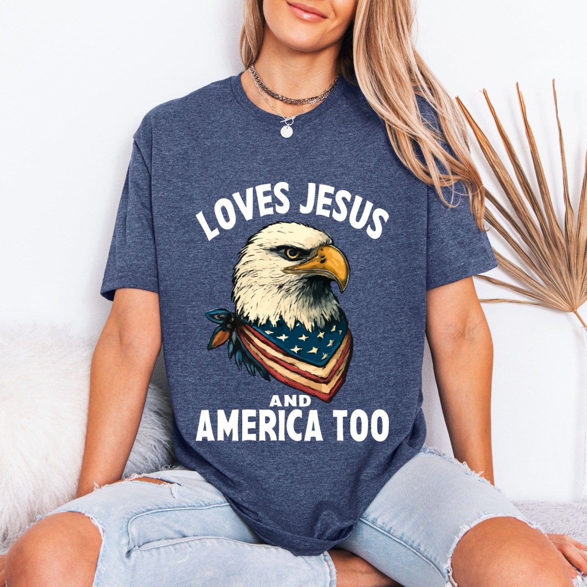 Loves Jesus And America Too | Patriotic Christian Tee - Luckets.com