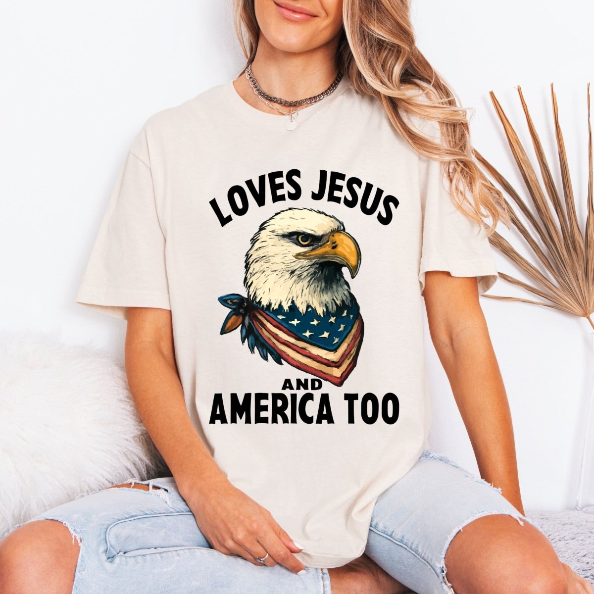 Loves Jesus And America Too | Patriotic Christian Tee - Luckets.com