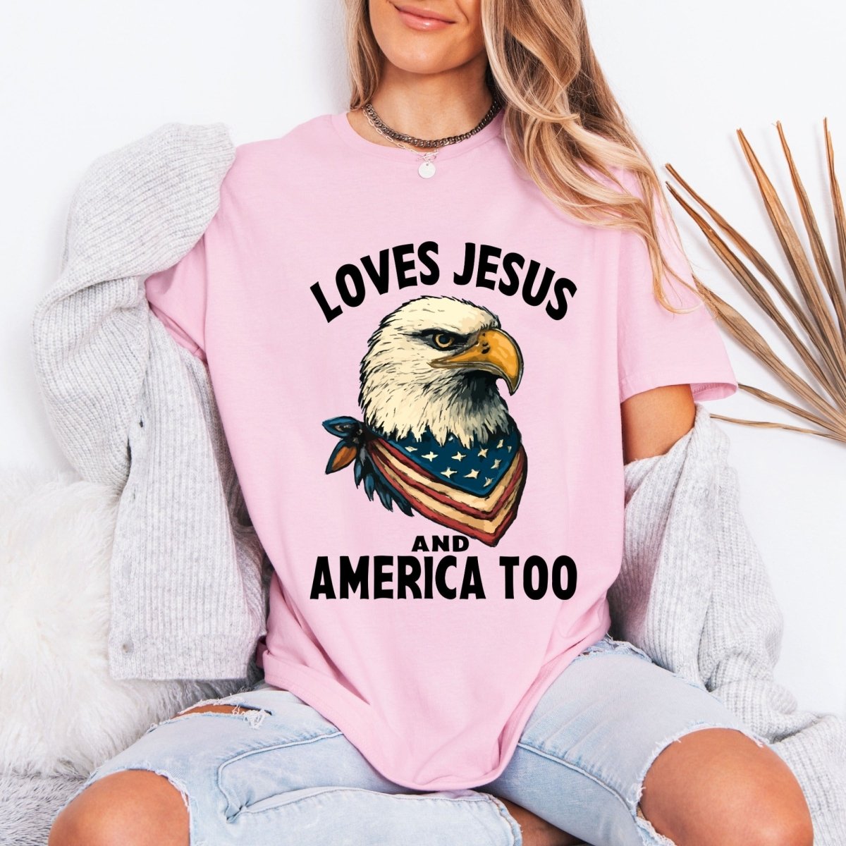 Loves Jesus And America Too | Patriotic Christian Tee - Luckets.com