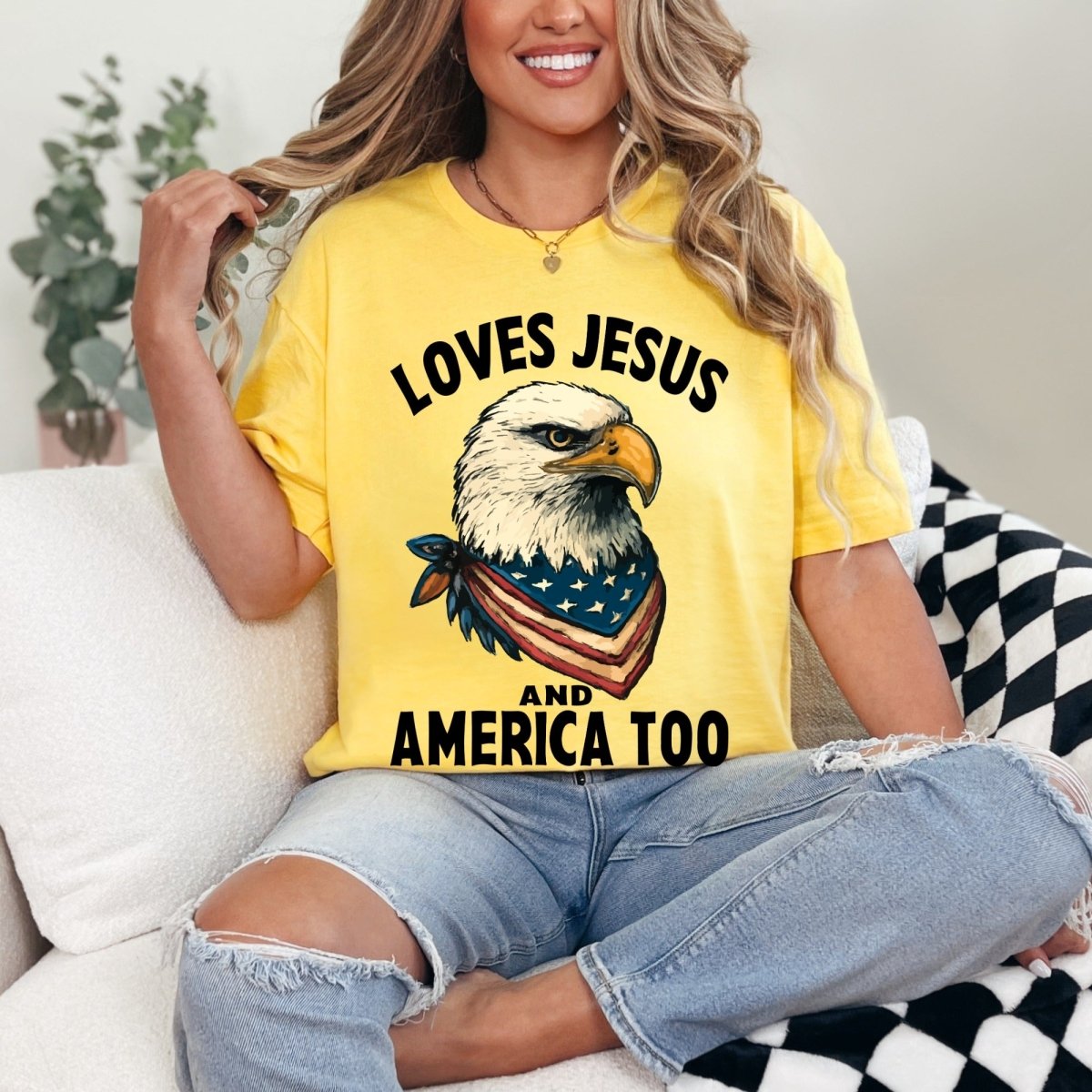 Loves Jesus And America Too | Patriotic Christian Tee - Luckets.com