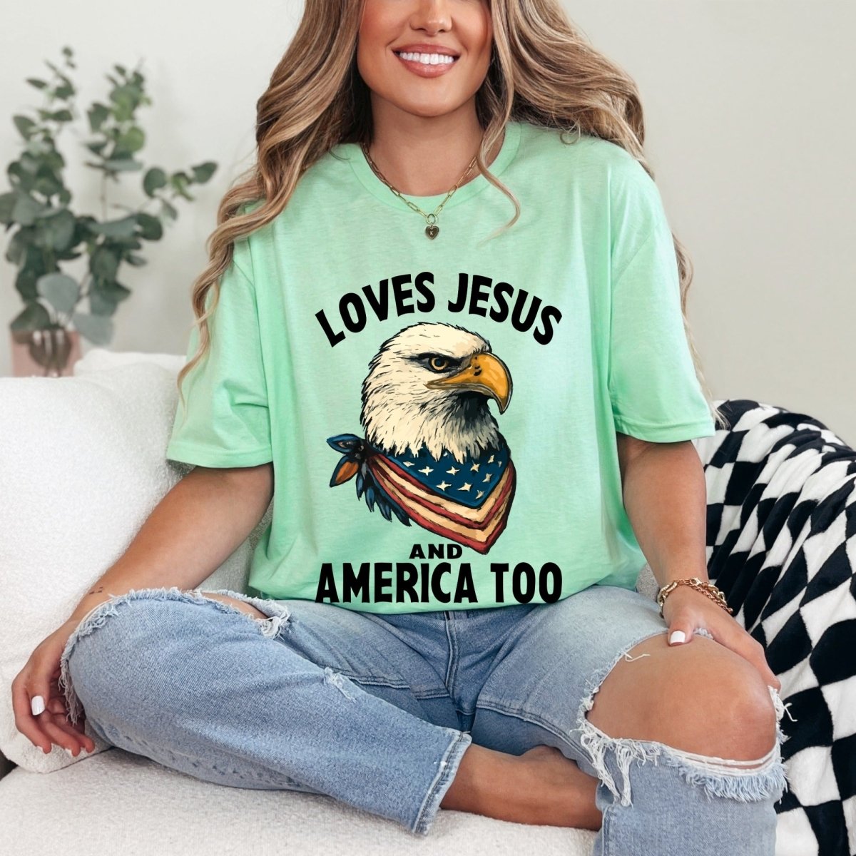 Loves Jesus And America Too | Patriotic Christian Tee - Luckets.com