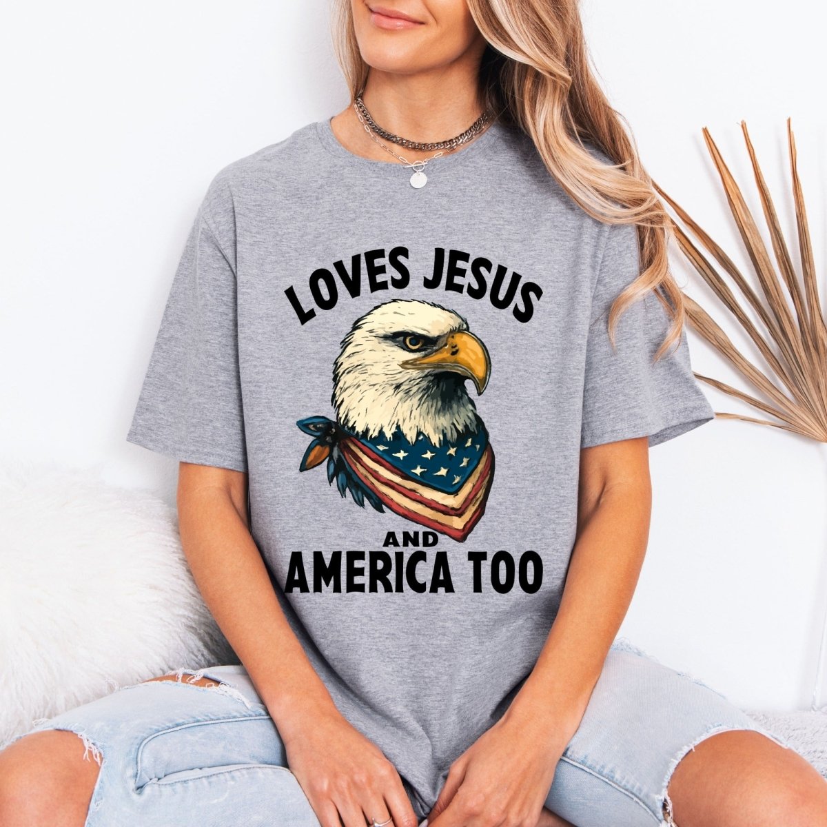Loves Jesus And America Too | Patriotic Christian Tee - Luckets.com