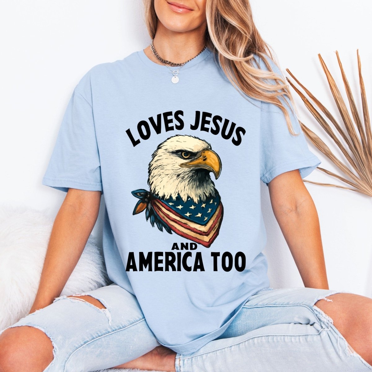 Loves Jesus And America Too | Patriotic Christian Tee - Luckets.com