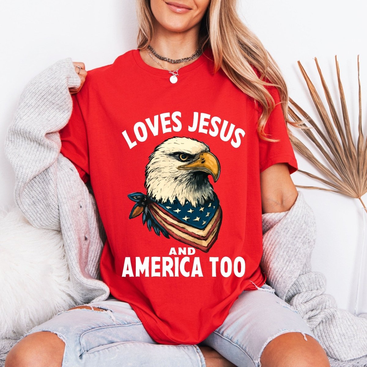 Loves Jesus And America Too | Patriotic Christian Tee - Luckets.com