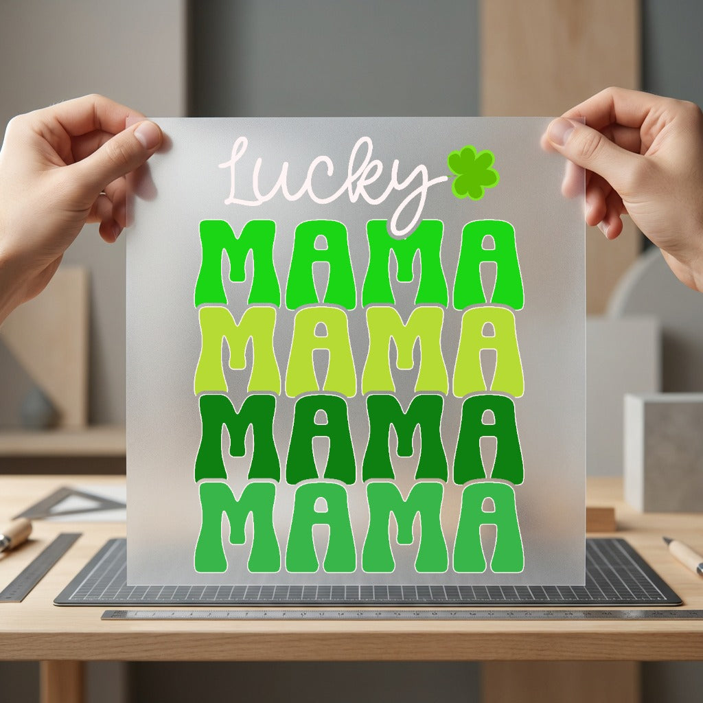 Lucky Mama Patrick Day Mom Vintage Ready to Press DTF Transfer for Dtf