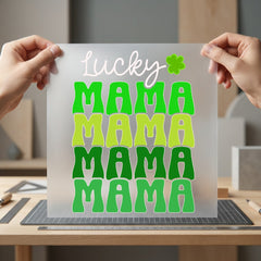 Lucky Mama Patrick Day Mom Vintage Ready to Press DTF Transfer for Dtf