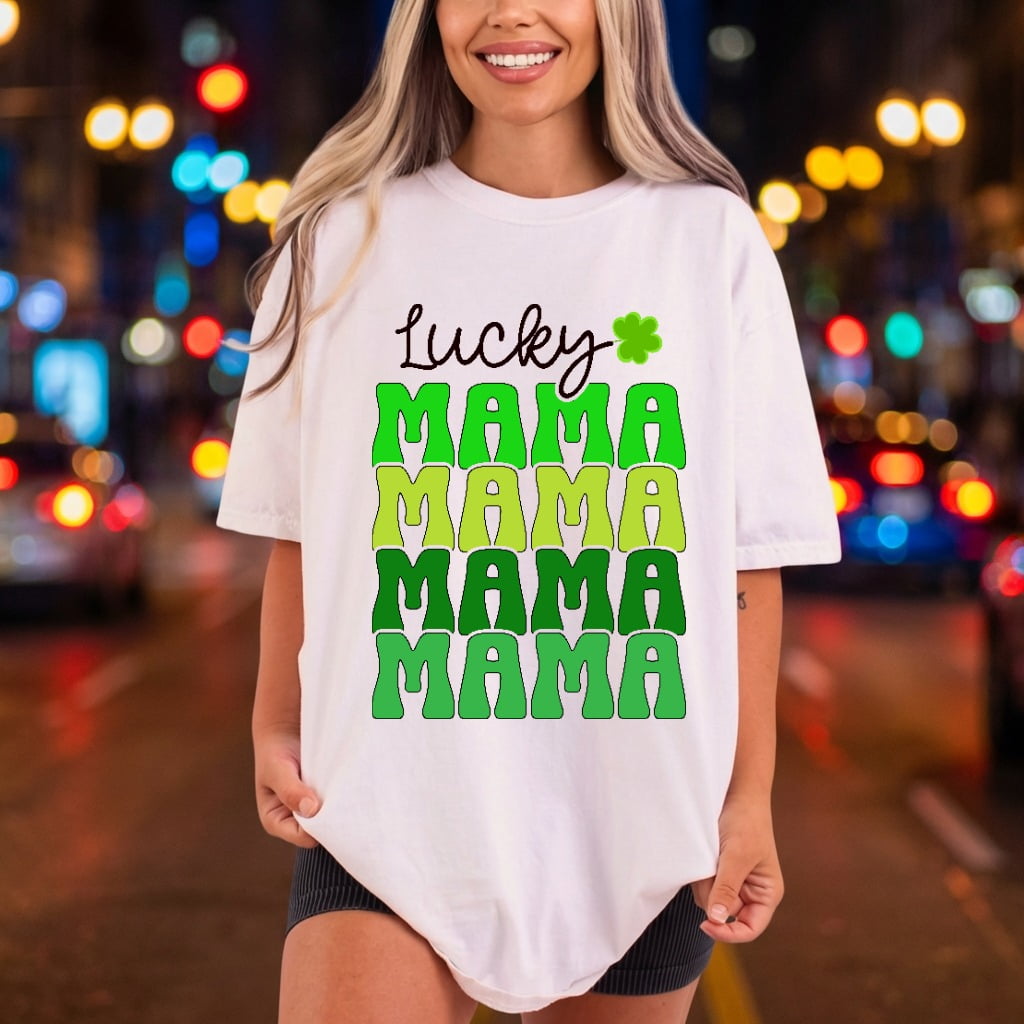 Lucky Mama Patrick Day Mom Vintage Ready to Press DTF Transfer for Dtf