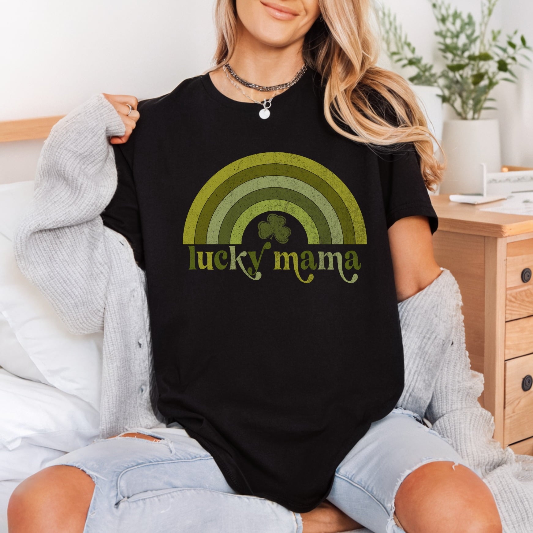 Lucky Mama Rainbow Clover Mom Mama Ready to Press DTF Transfer for Dtf