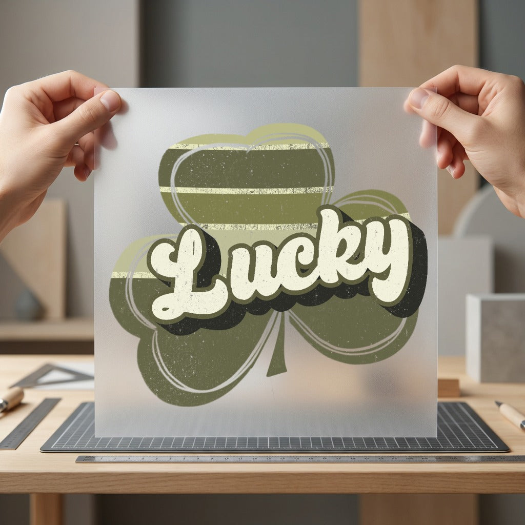 Lucky Shamrock Retro Patrick Vintage Retro Ready to Press DTF Transfer for Dtf