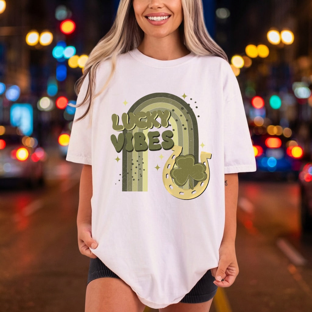 Lucky Vibes Rainbow Retro Vintage Retro Ready to Press DTF Transfer for Dtf
