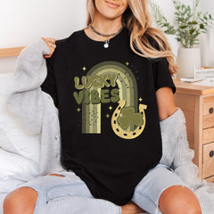 Lucky Vibes Rainbow Retro Vintage Retro Ready to Press DTF Transfer for Dtf