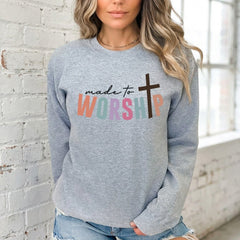 Made to Worship Cross | Faith & Purpose Sweatshirt - Luckets.com