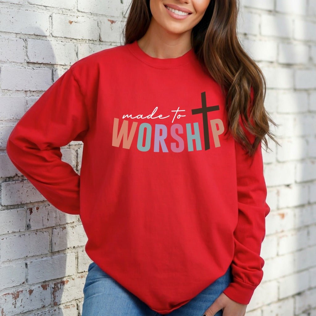 Made to Worship Cross | Faith & Purpose Sweatshirt - Luckets.com