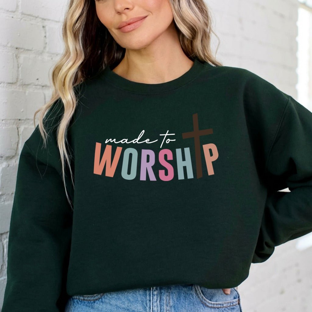 Made to Worship Cross | Faith & Purpose Sweatshirt - Luckets.com