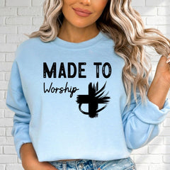 Made To Worship | Cross & Faith Statement Sweatshirt - Luckets.com