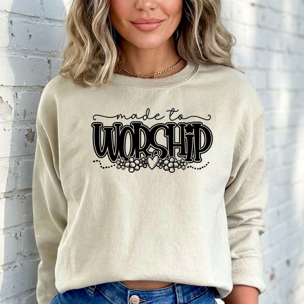 Made to Worship | Floral Worshipful Sweatshirt - Luckets.com