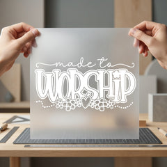 Made Worship Black Outline Christian Faith Ready to Press DTF Transfer for Dtf