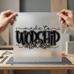 Made Worship Black Outline Christian Faith Ready to Press DTF Transfer for Dtf