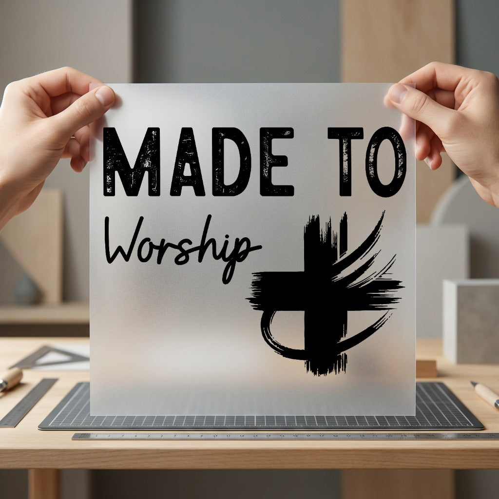 Made Worship Distressed Cross Christian Faith Ready to Press DTF Transfer for Dtf