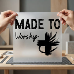 Made Worship Distressed Cross Christian Faith Ready to Press DTF Transfer for Dtf