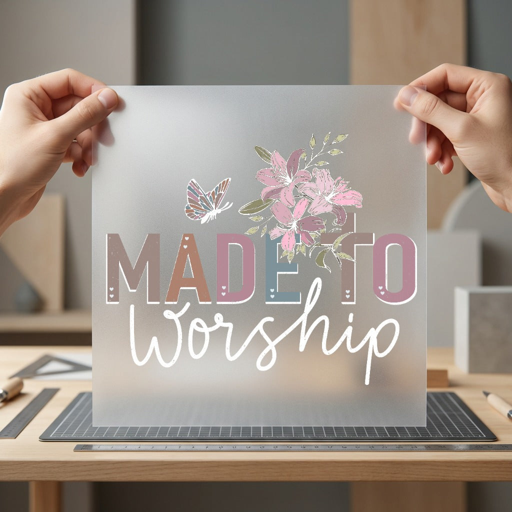 Made Worship Floral Butterfly Christian Faith Ready to Press DTF Transfer for Dtf