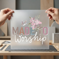 Made Worship Floral Butterfly Christian Faith Ready to Press DTF Transfer for Dtf