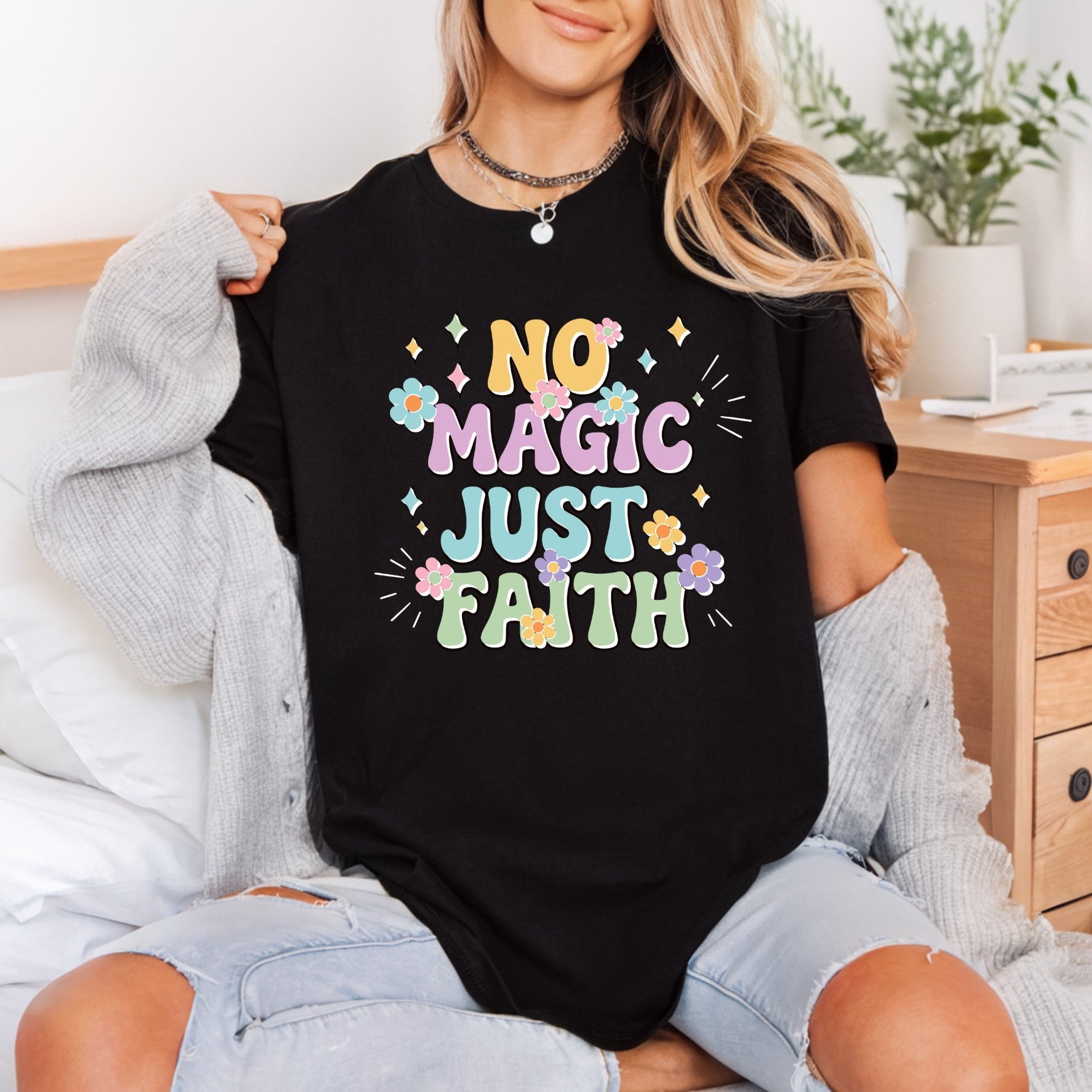 Magic Just Faith Retro Christian Faith Ready to Press DTF Transfer for Dtf