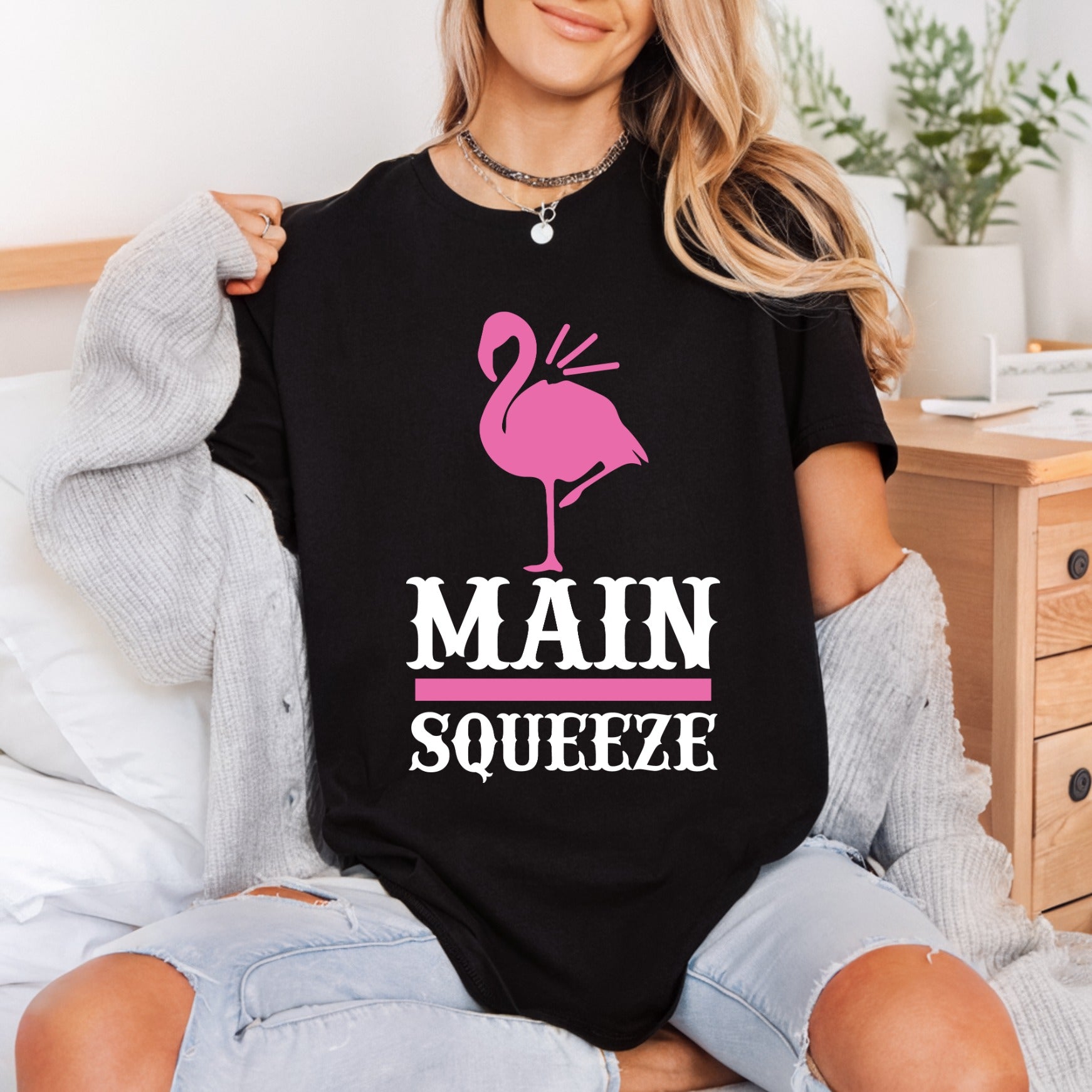 Main Squeeze Flamingo Funky Valentine Ready to Press DTF Transfer for Dtf