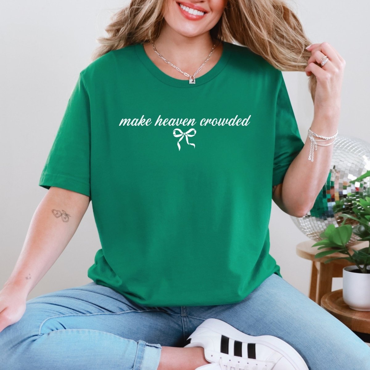 Make Heaven Crowded | Evangelism & Faith Bow Tee - Luckets.com