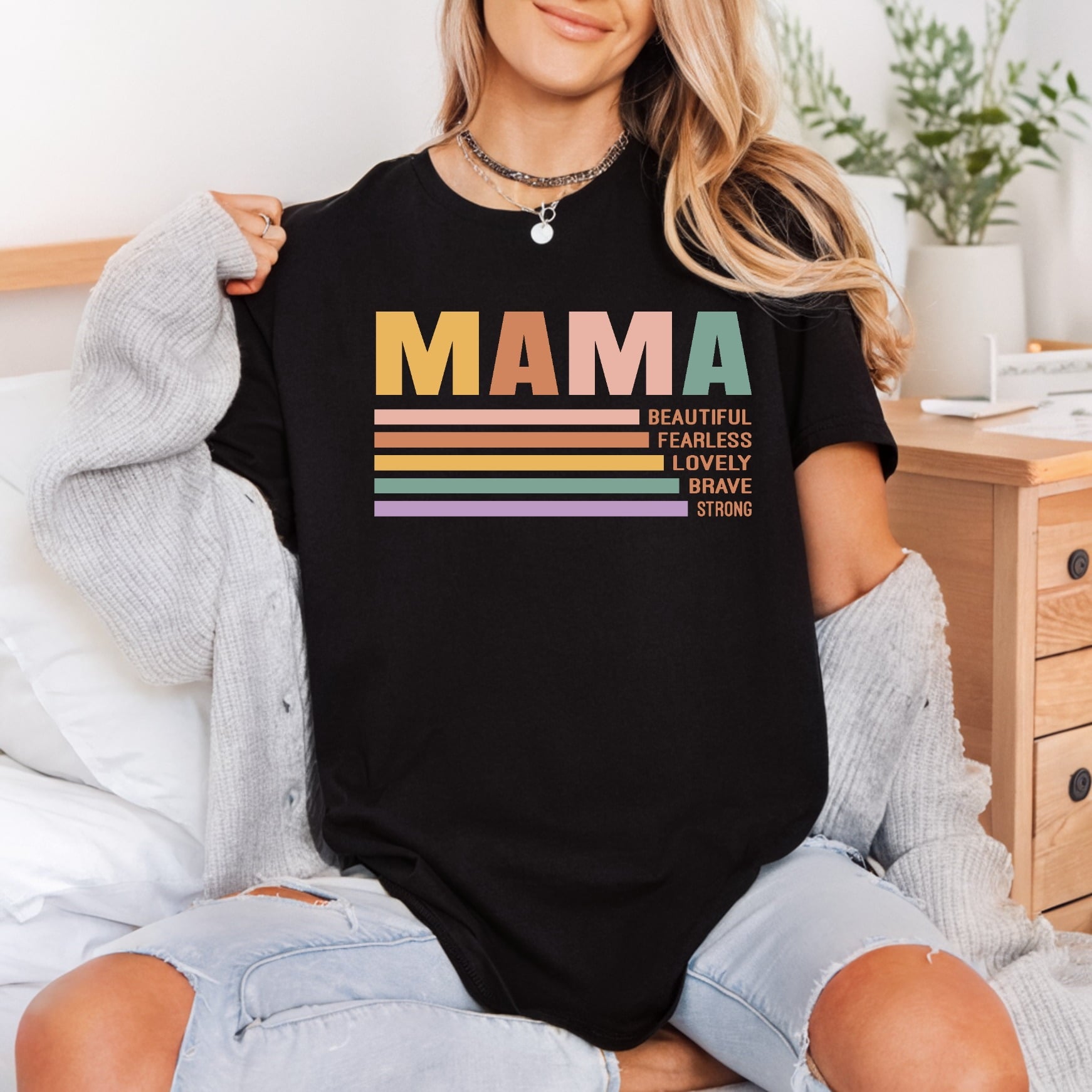 Mama Beautiful Fearless Retro Mom Mama Ready to Press DTF Transfer for Dtf