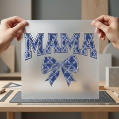 Mama Bow Distressed Blue Mom Mama Ready to Press DTF Transfer for Dtf
