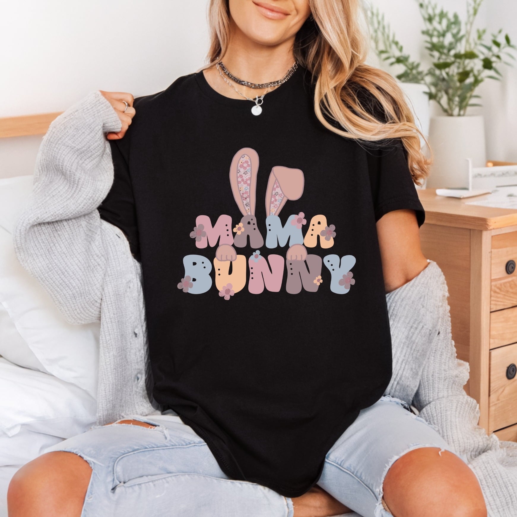 Mama Bunny Graphic Retro Easter Spring Ready to Press DTF Transfer for Dtf