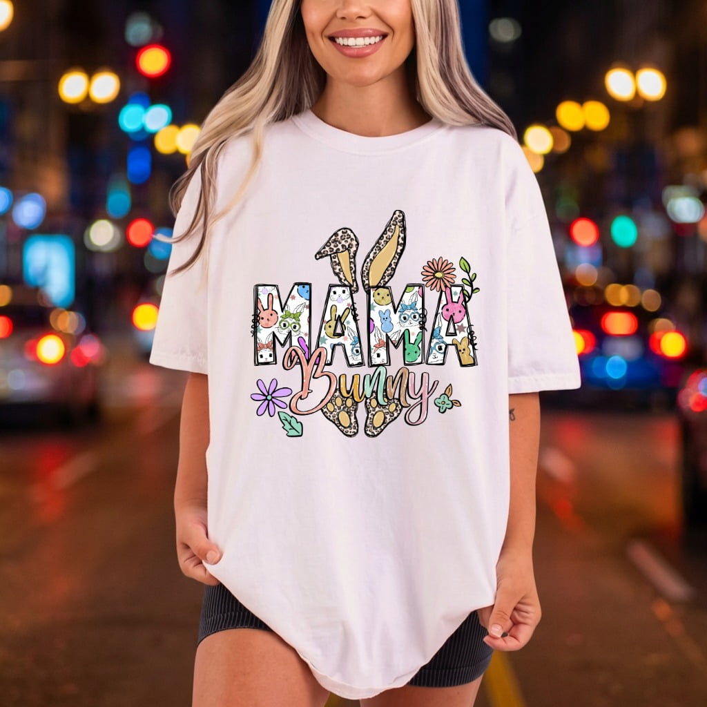 Mama Bunny Leopard Easter Easter Mom Ready to Press DTF Transfer for Dtf