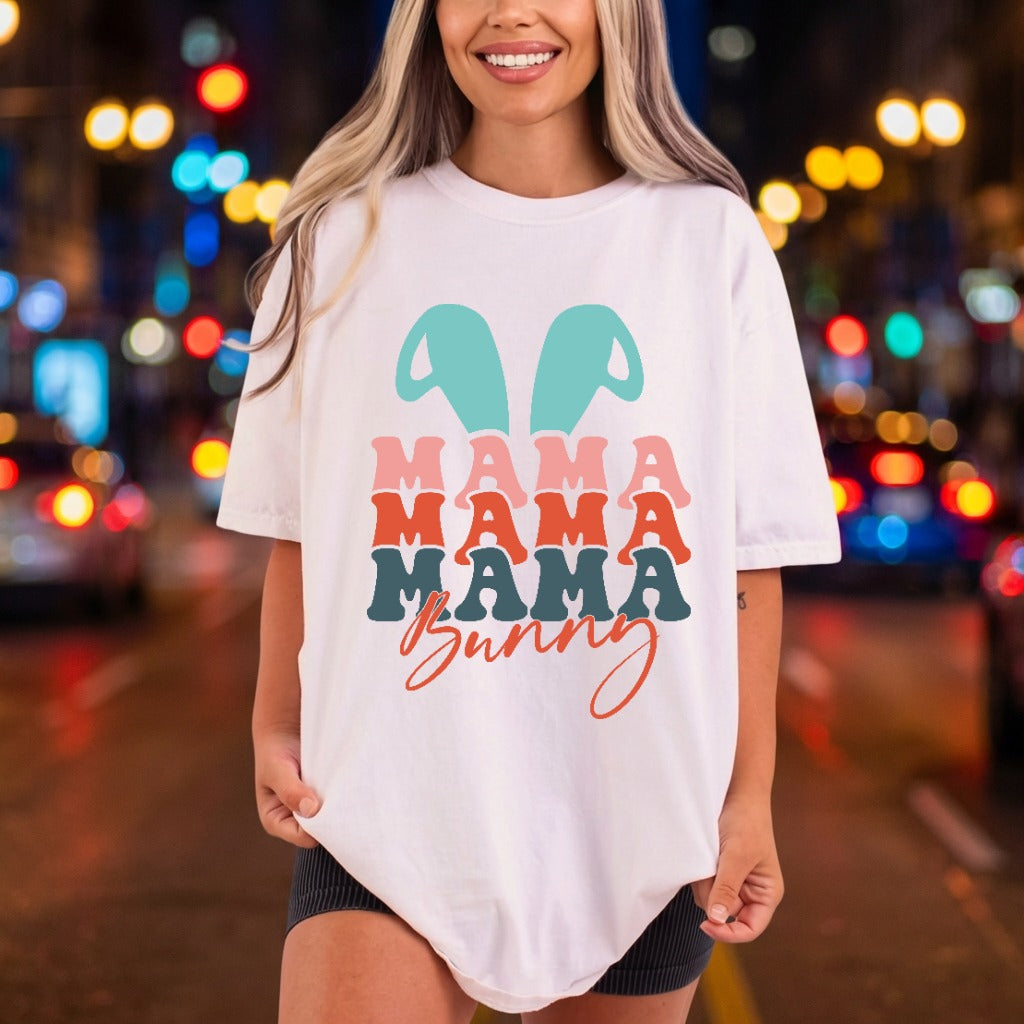 Mama Bunny Retro Wavy Easter Spring Ready to Press DTF Transfer for Dtf