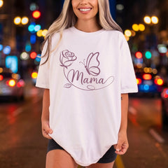 Mama Butterfly Rose Pink Mom Mama Ready to Press DTF Transfer for Dtf
