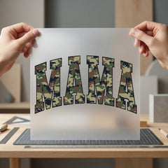 Mama Camouflage Arch Collegiate Mom Mama Ready to Press DTF Transfer for Dtf