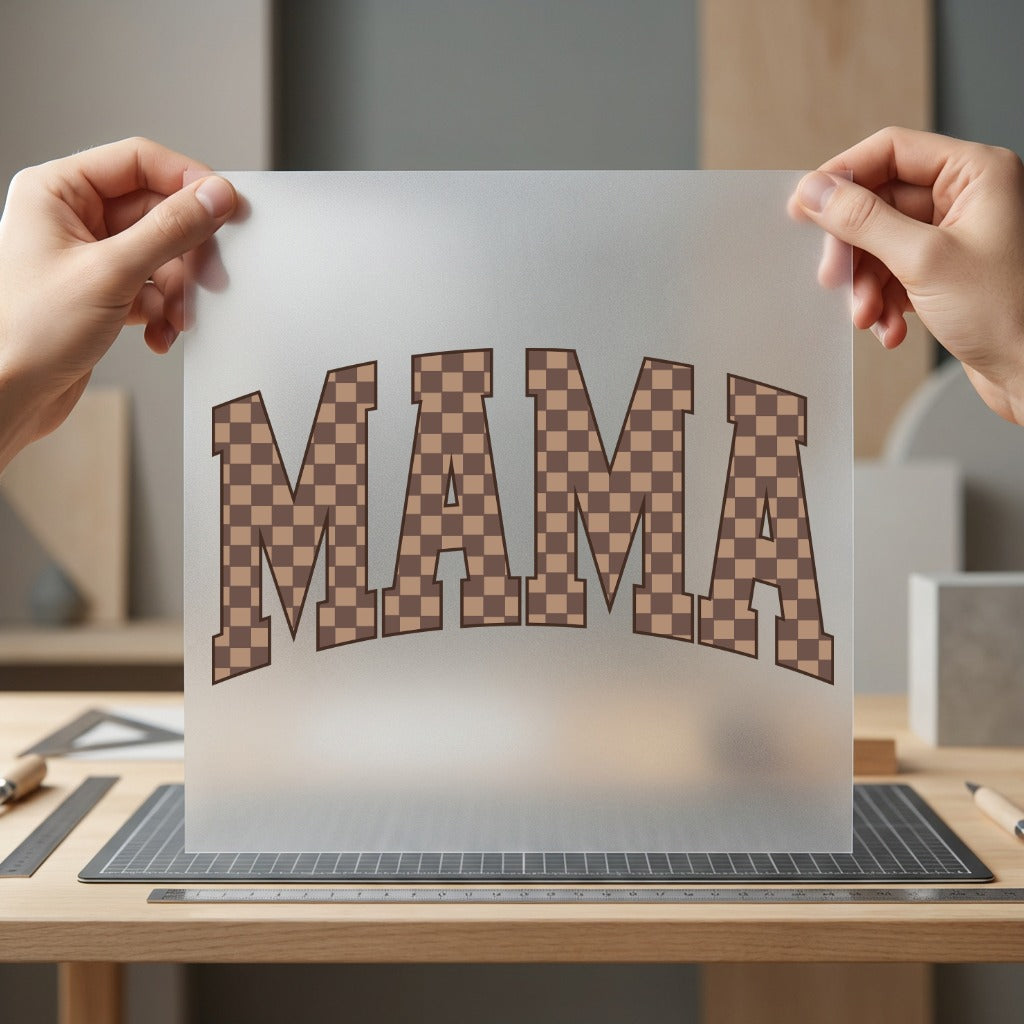 Mama Checkered Arch Retro Mom Mama Ready to Press DTF Transfer for Dtf