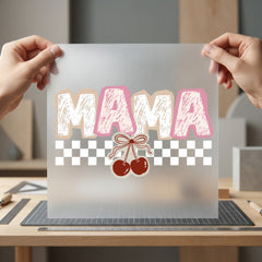 Mama Checkered Cherries Retro Mom Mama Ready to Press DTF Transfer for Dtf