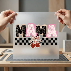 Mama Checkered Cherries Retro Mom Mama Ready to Press DTF Transfer for Dtf