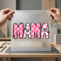 Mama Checkered Hearts Retro Valentine Mom Ready to Press DTF Transfer for Dtf