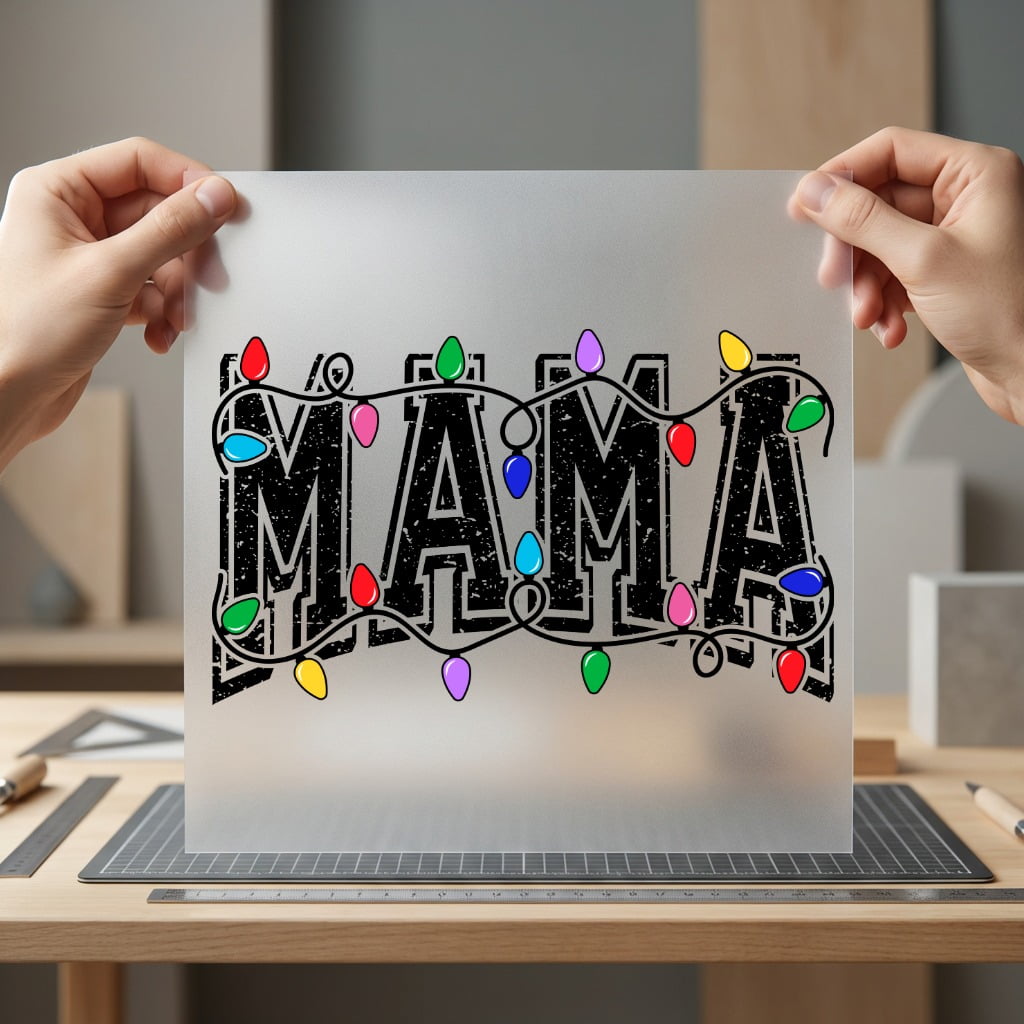 Mama Christmas Lights Festive Christmas Mom Ready to Press DTF Transfer for Dtf
