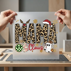 Mama Claus Leopard Christmas Christmas Mom Ready to Press DTF Transfer for Dtf