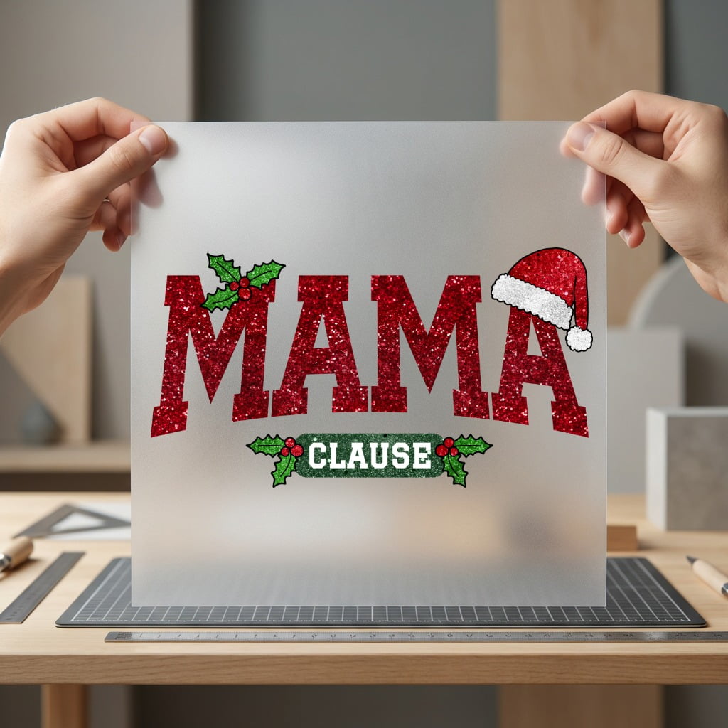 Mama Clause Glitter Christmas Christmas Mom Ready to Press DTF Transfer for Dtf
