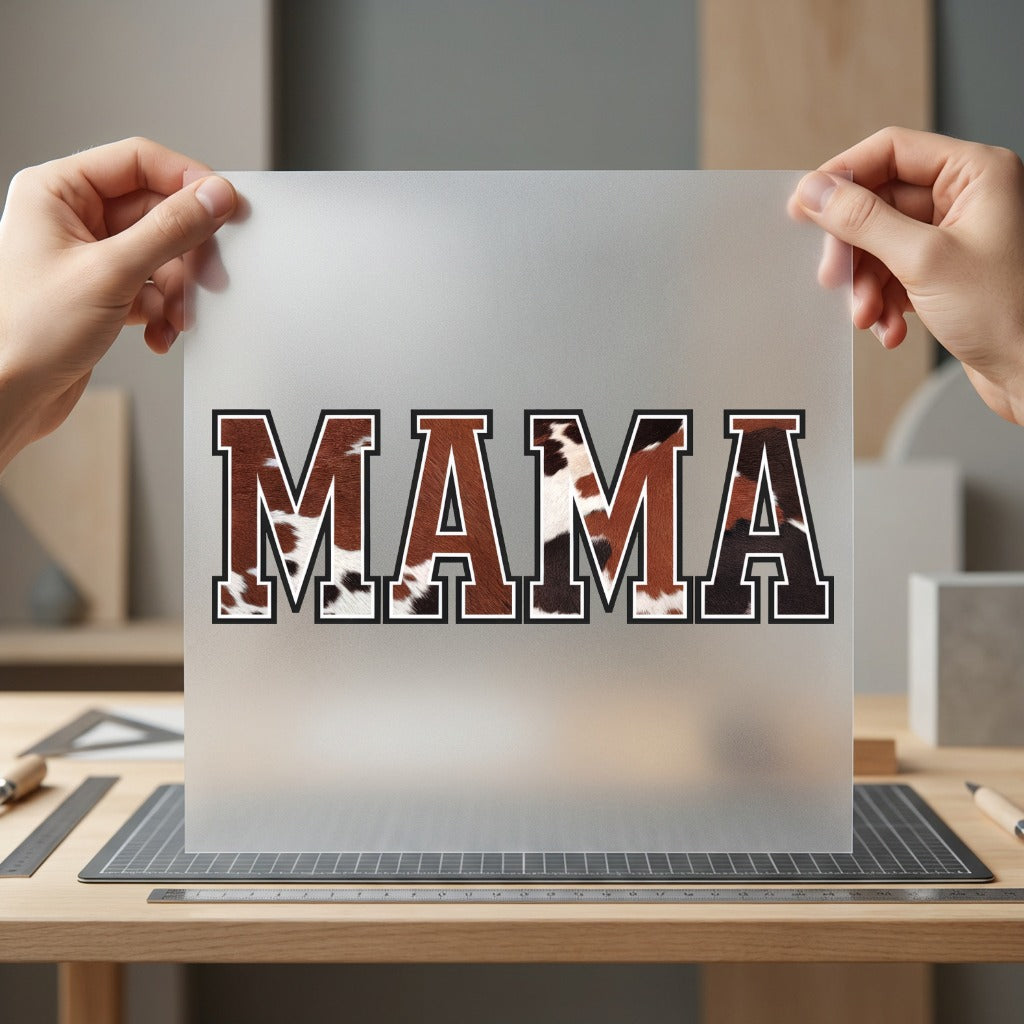 Mama Cow College Applique Usa Mom Ready to Press DTF Transfer for Dtf