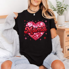 Mama Disco Heart Retro Valentine Mom Ready to Press DTF Transfer for Dtf