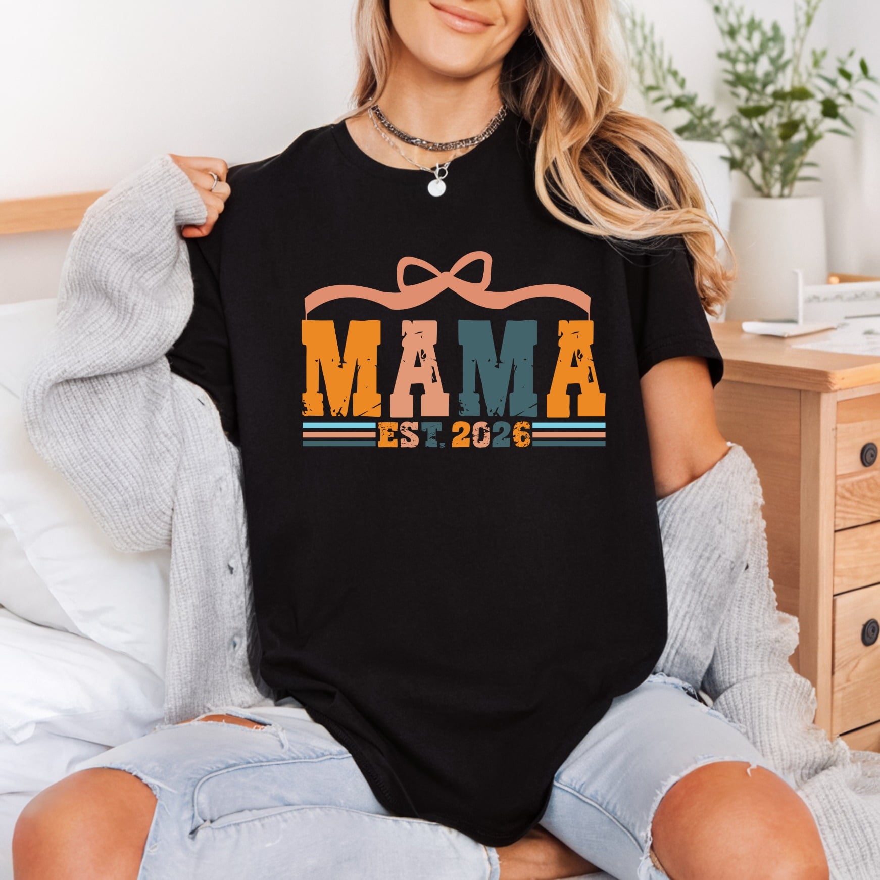 Mama Est Retro Groovy Mom Mama Ready to Press DTF Transfer for Dtf