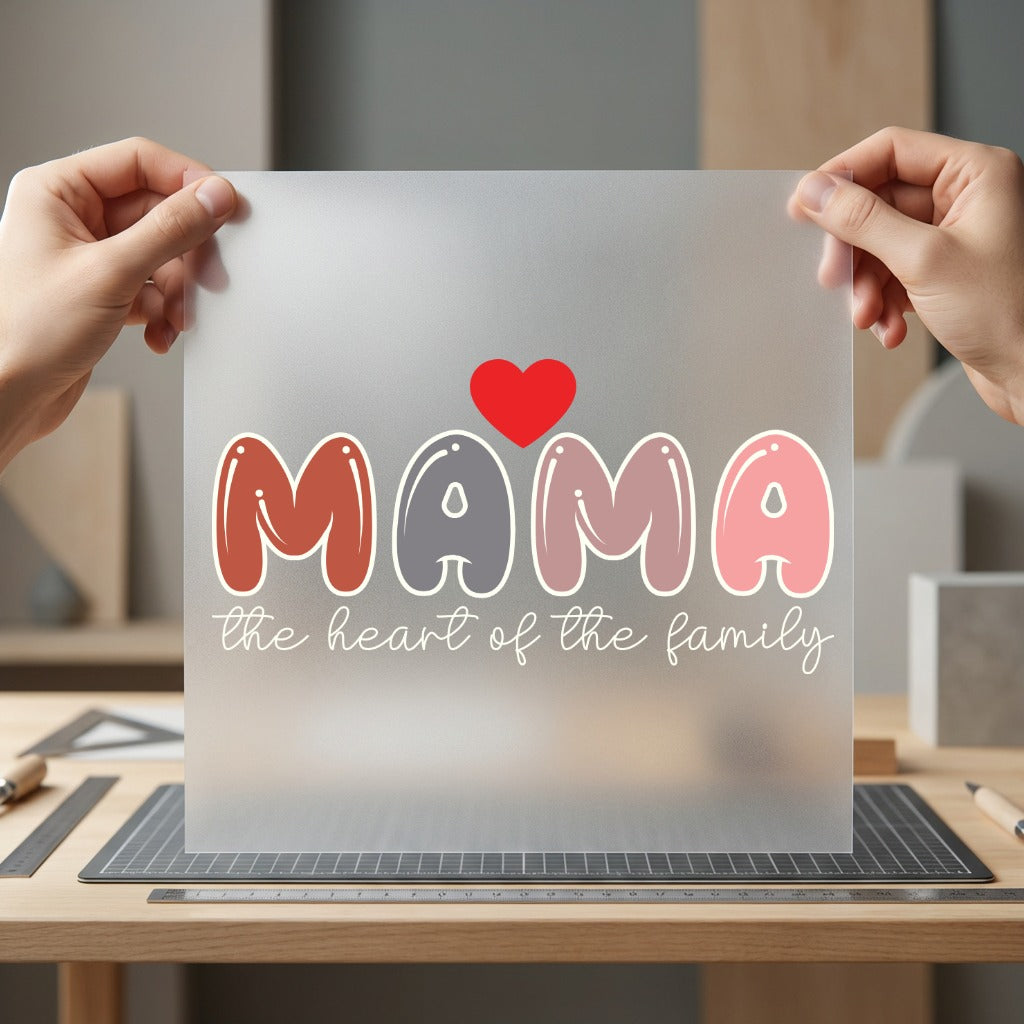 Mama Heart Family Retro Mom Mama Ready to Press DTF Transfer for Dtf